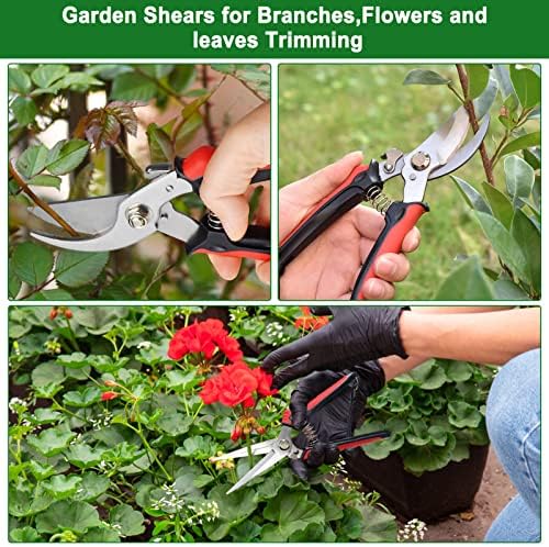 Garden Secateurs Pruning Scissors Shears Set - Stainless Steel Hand Pruner Garden Tree Trimmer for Pruning Picking Trimming