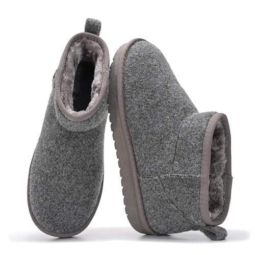 Project Cloud 100% Genuine Leather Ankle Boots for Women - Water Resistant with Memory Foam Insole Winter Boots for Women - Trending Shoes & Comfortable Women's Ankle Boots (Hippy, DKGREYFLAN, 7)