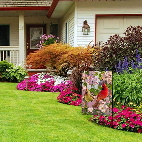 Artofy Cardinals Spring Home Decorative Garden Flag, House Yard Lawn Summer Welcome Decor Red Yellow Birds Dogwood Flowers, Floral Outside Decorations Outdoor Small Burlap Flag Double Sided 12 X 18 #TOP6