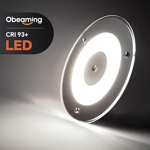 Miniatura 2 de Obeaming Luz de techo LED de 7.3 pulgadas y 12 voltios, luz interior regulable de 720 lm para RV, barco, cámper, furgoneta, caravana, camión,