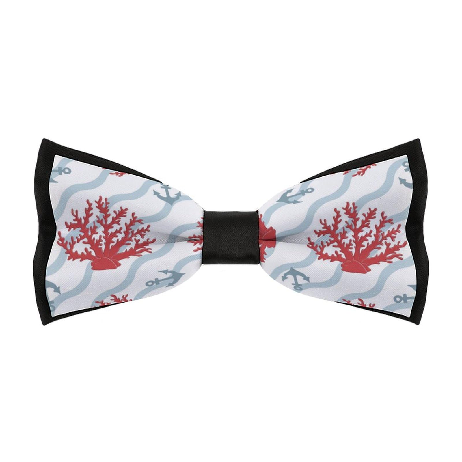 JYYAU Reed Corals Pattern Bow Tie Adjustable Necktie For Men Business Fashion Pre-tied Tie Neckwear Novelty Accessory For Weddings Party Festival