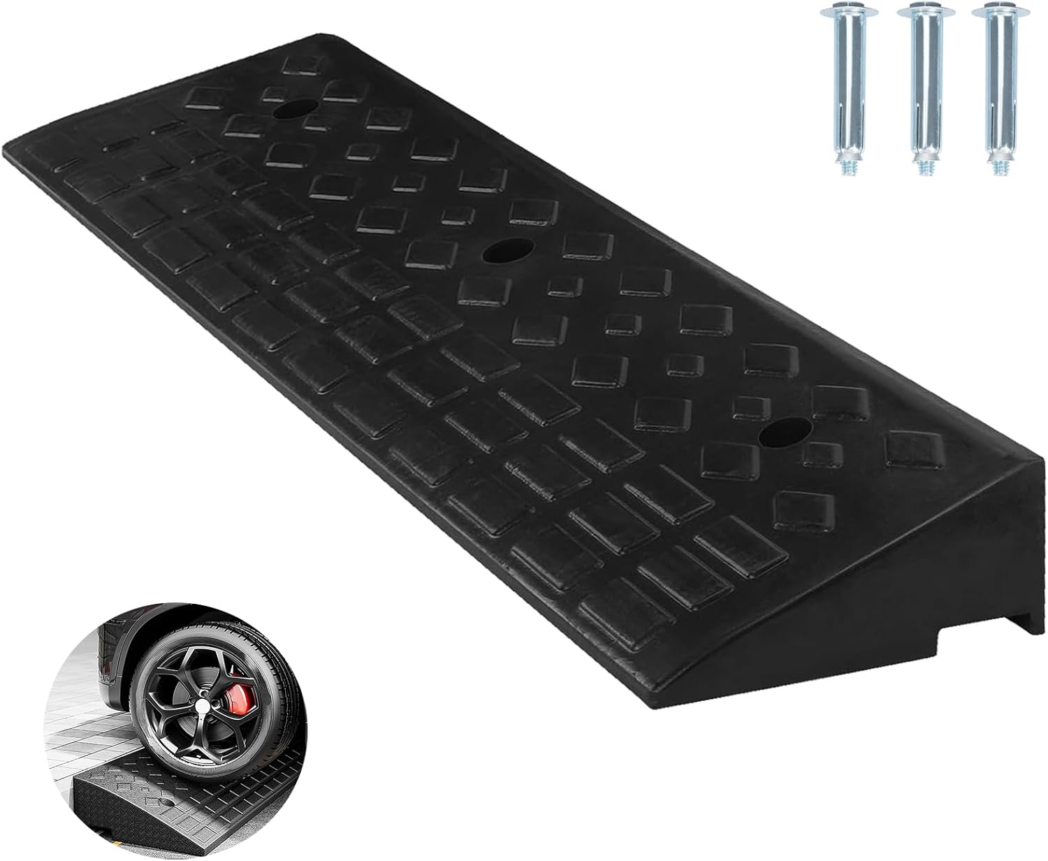 Nisorpa 4" Rise Rubber Curb Ramps Heavy Duty Driveway Curb Ramp 10 Ton Car Slope Ramp for Sidewalk Cars RV Trucks Shed Entryway Bike Pets Scooter Wheelchair 38x9.8x4inch