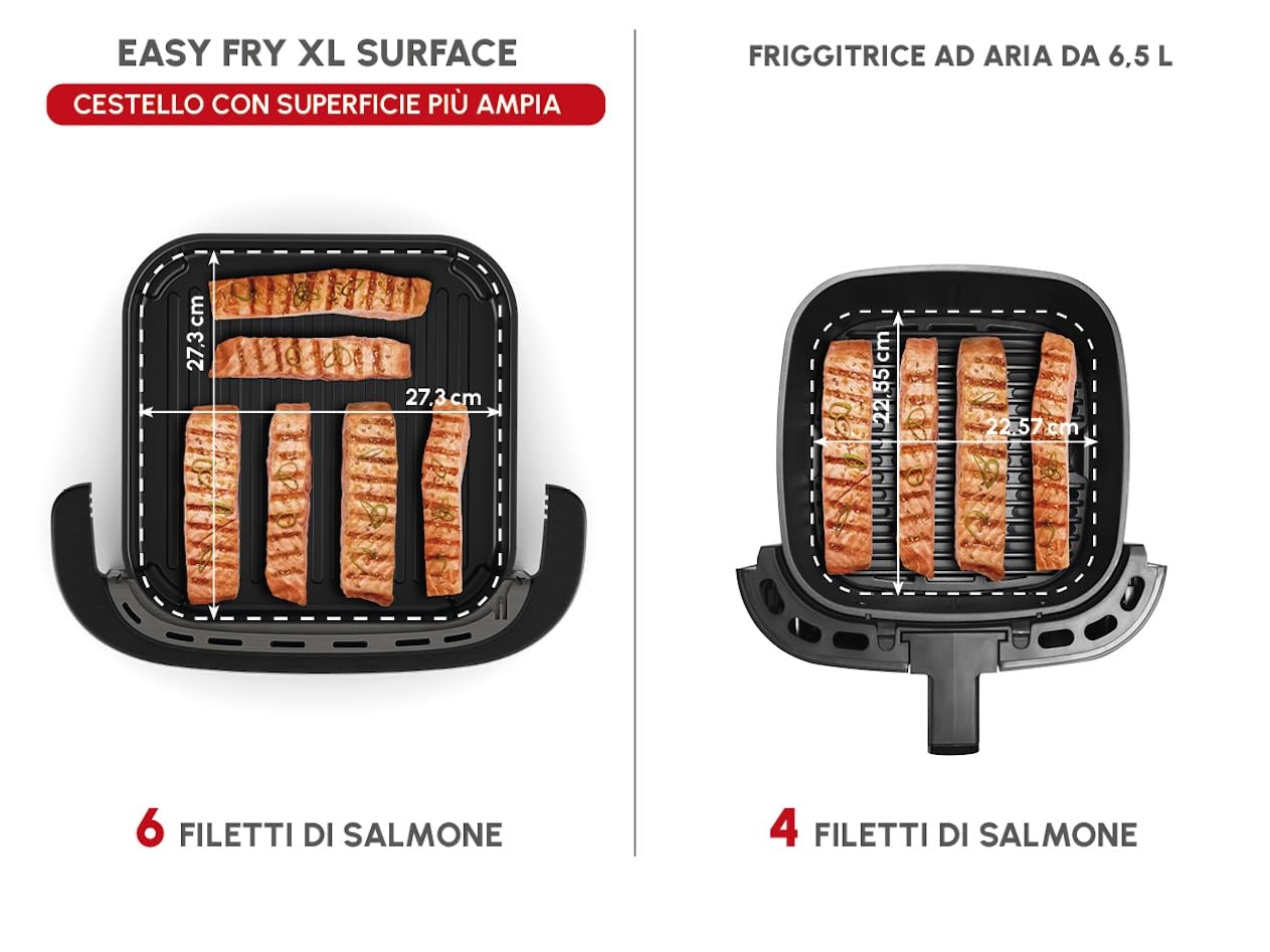 Moulinex Easy Fry XL Surface, Friggitrice ad Aria XL con Cestello Antiaderente e Finestra di Osservazione, 1,5 Kg, Tecnologia Extra-Crisp e Doppia Resistenza, Cottura fino a 230°, AL4018