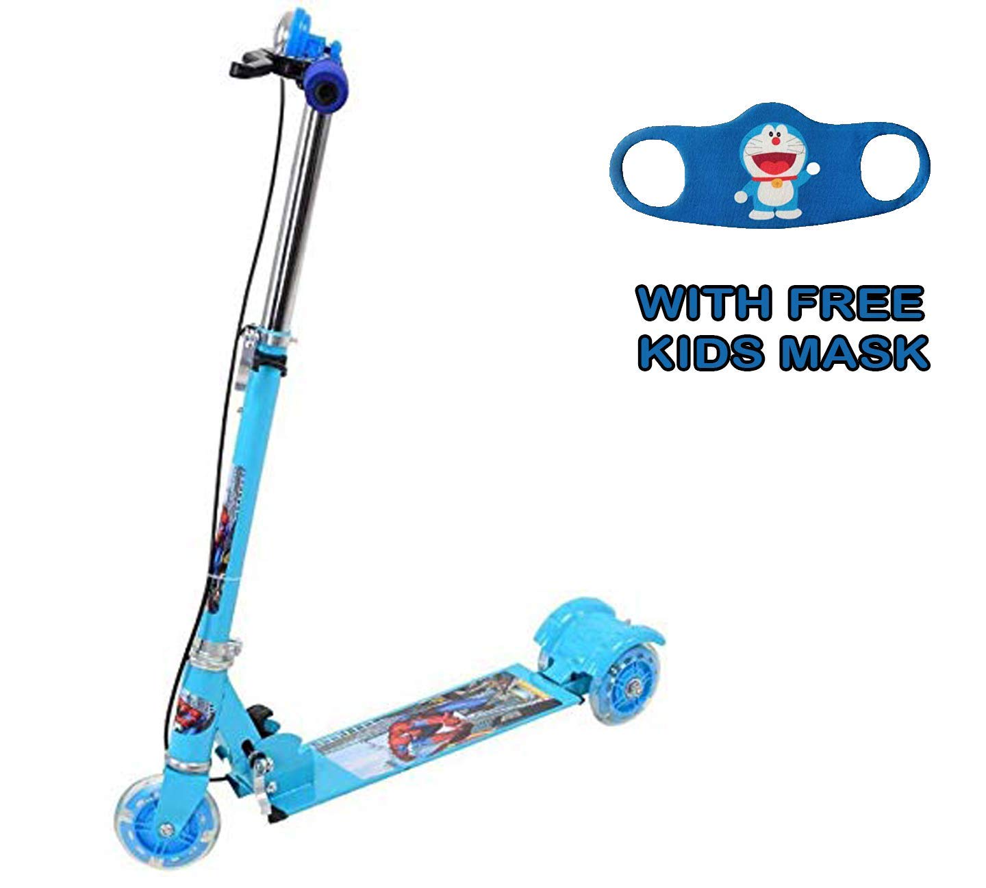 SHREEJIIH 3 Wheeler Foldable Scooter with Brake and Bell, LED on Wheels and Height Adjustable Up to 76cm for Boys and Girls (4 to 7 Years)(Multicolor) 4