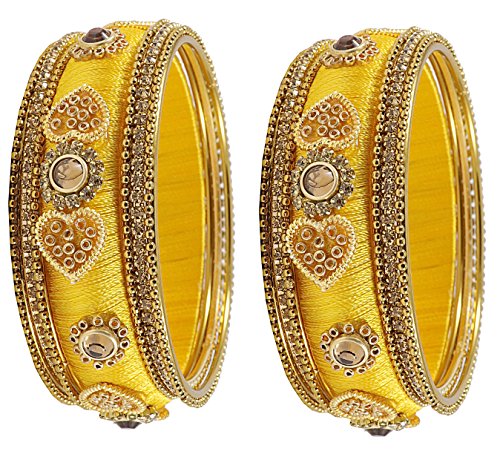 Image of NMII Get your traditions Valentine Gift for Girls & Women Silk Thread Bangle Set With Zircon For Womne & Girls