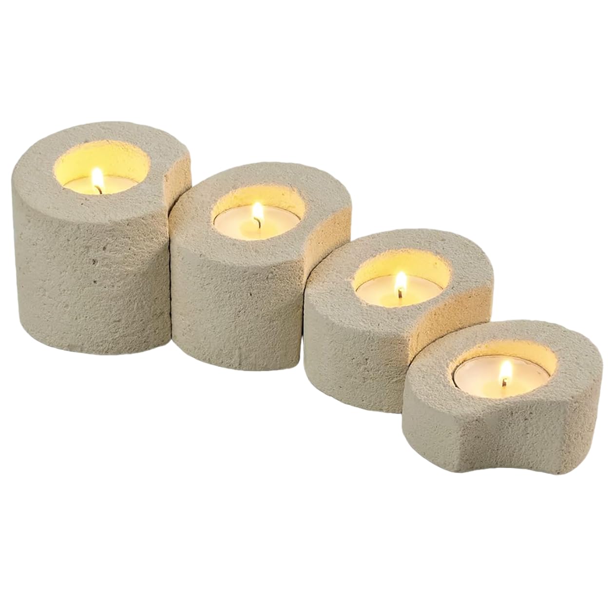 Lot de 4 bougeoirs cylindriques, idée Cadeau de Design Moderne pour bonbonnières ou décorations. Produit Artisanal.