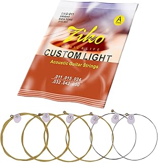JianbooDCH Guitar Strings Brass Acoustic Guitar Strings Super Slinky Guitar Strings Classical Guitar Strings (011, 015, 024, 032, 042, 050)