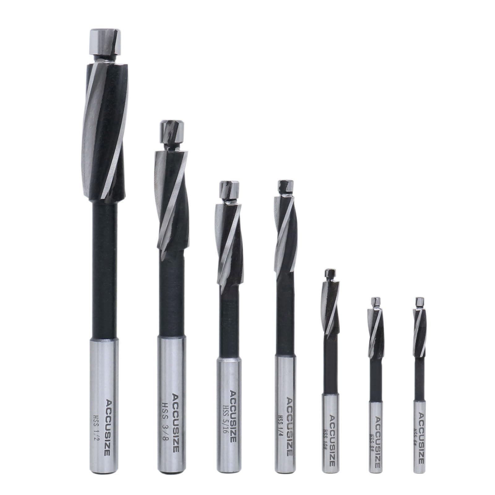 Accusize Industrial Tools H.S.S. Solid Cap Screw Counterbore Set, 3 Flute, Straight Shank, 7 Pc, 508S-0007 — Amazon image 9