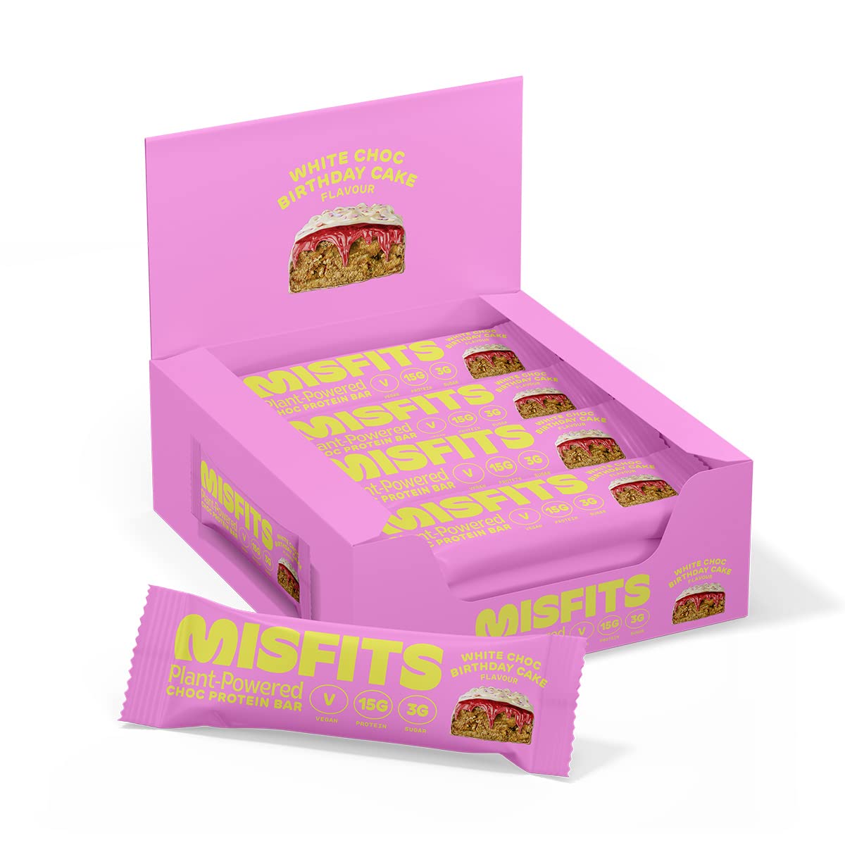 Buy Misfits Vegan Protein Bar, Birthday Cake Bar, Based Chocolate