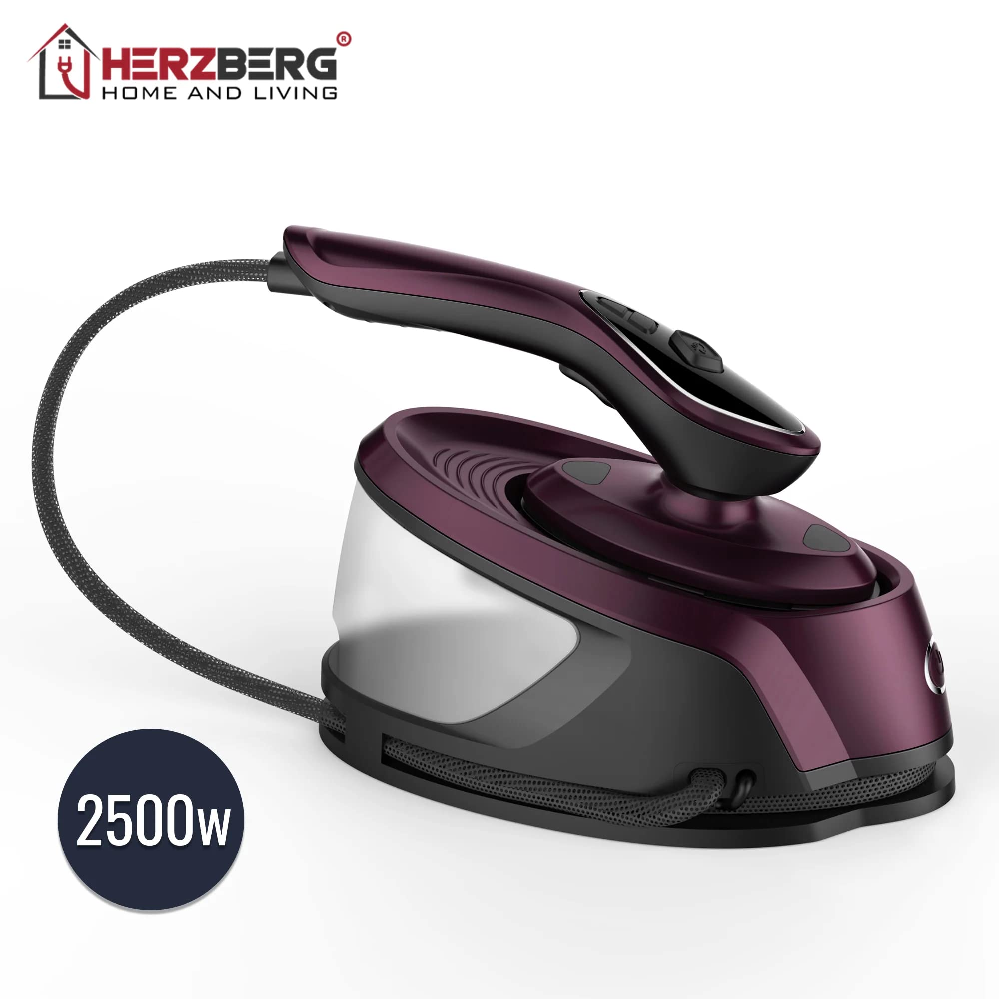 Herzberg Stiratrice, sgrassatore Senza Fili, Stiratura Verticale, Vapore Multifunzione, con Stazione 4,5 Bar, HG8057
