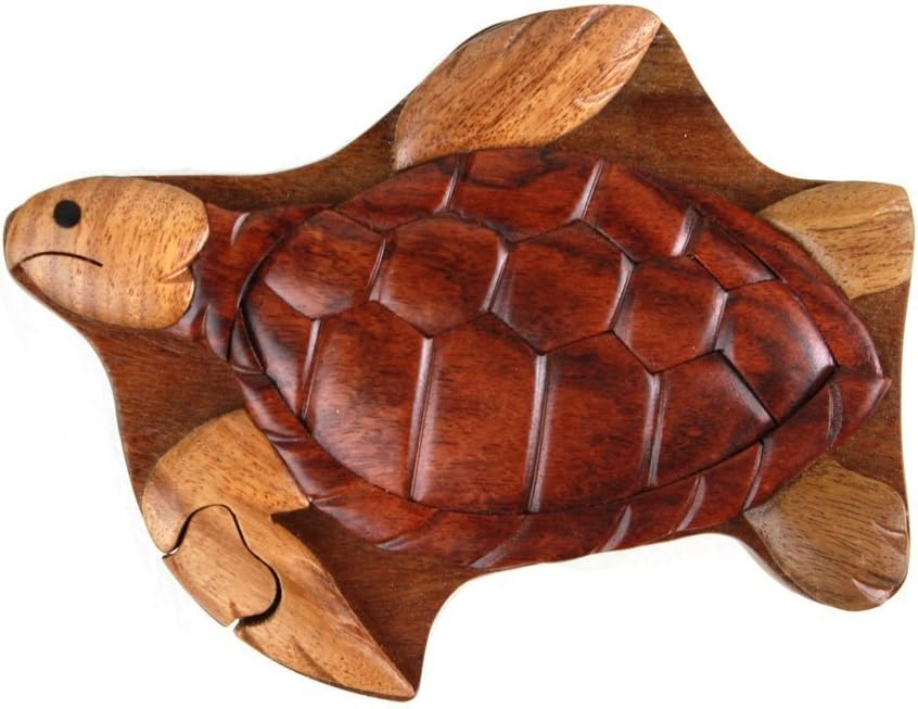Sea Turtle - Wooden Puzzle Box - Handcrafted with Hidden Compartment