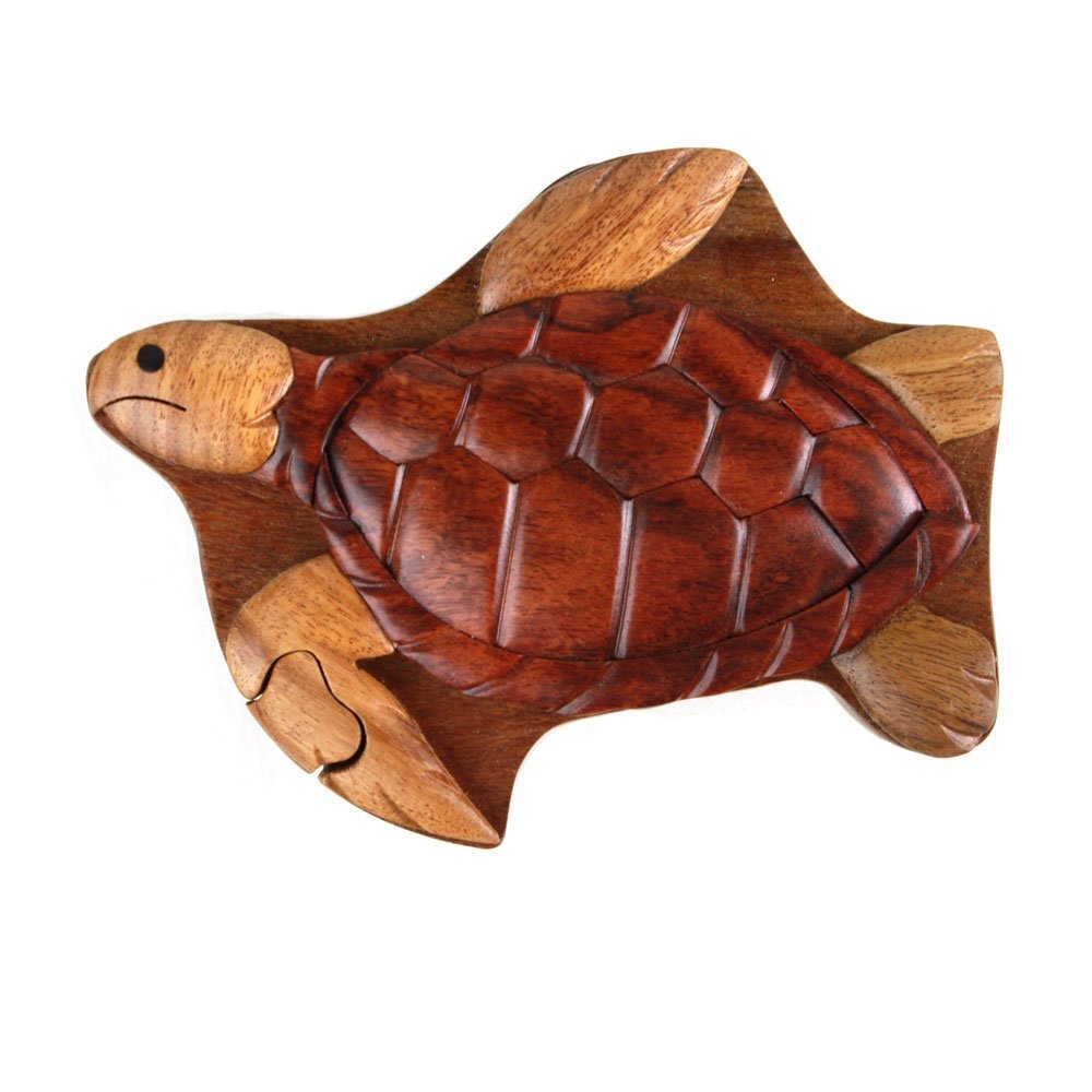 Sea Turtle - Wooden Puzzle Box - Handcrafted with Hidden Compartment