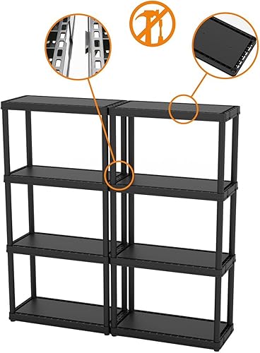 Miniatura 8 de Gracious Living Estante organizador de almacenamiento, con 4 niveles de estantes, de resina, multiusos, fácil montaje, para garaje o interiores, de