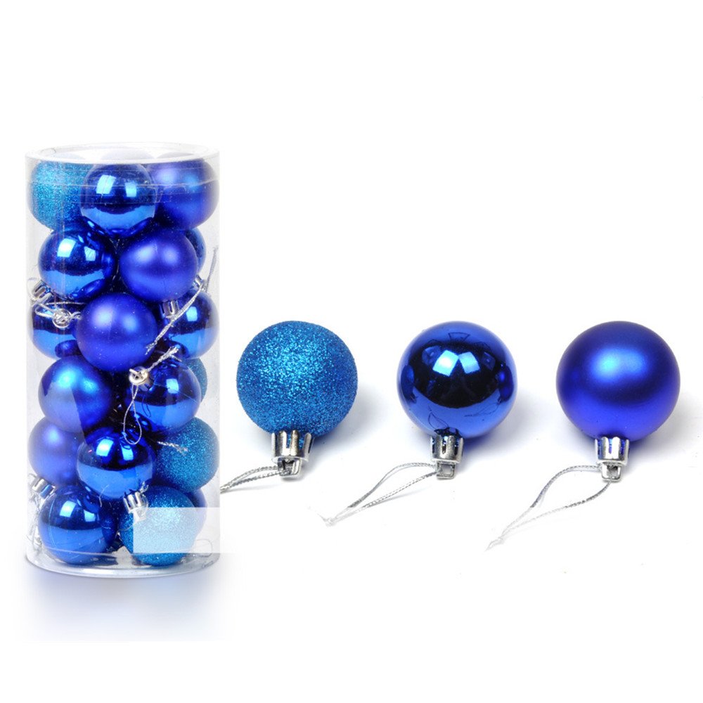 Sheffla Christmas Baubles Balls Xmas Tree Balls Christmas Decoration Party Ornaments 24 Piece Set Blue