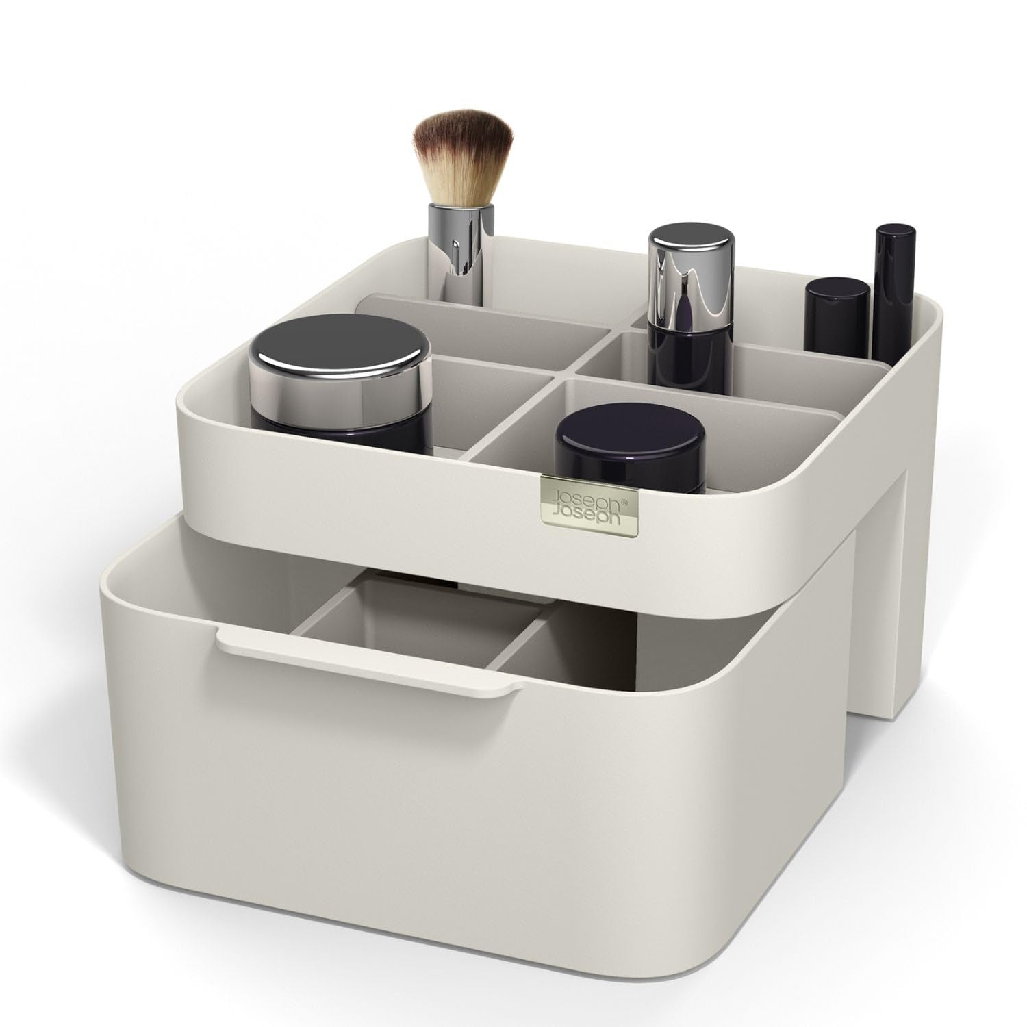 Joseph Joseph Premium Viva Cosmetic Organiser with Drawer, Medium, White | Stylish Vanity Storage, Makeup Storage Box, Ideal for Makeup Brushes and Accessories 4