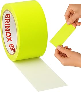 Brinox Cinta Americana Adhesiva Extrafuerte, Cinta Americana Reforzada 50 mm x 10 m para Reparación, Empalme, Sellado y Embalaje Color Amarillo Fluorescente
