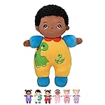 OUOZZZ 10 Soft Black Boy Baby Doll for 1 Year Old - Dinosaur Toys for 1 Year Old Birthday Christmas Plush Gift for Toddler Adorable First Buddy Doll