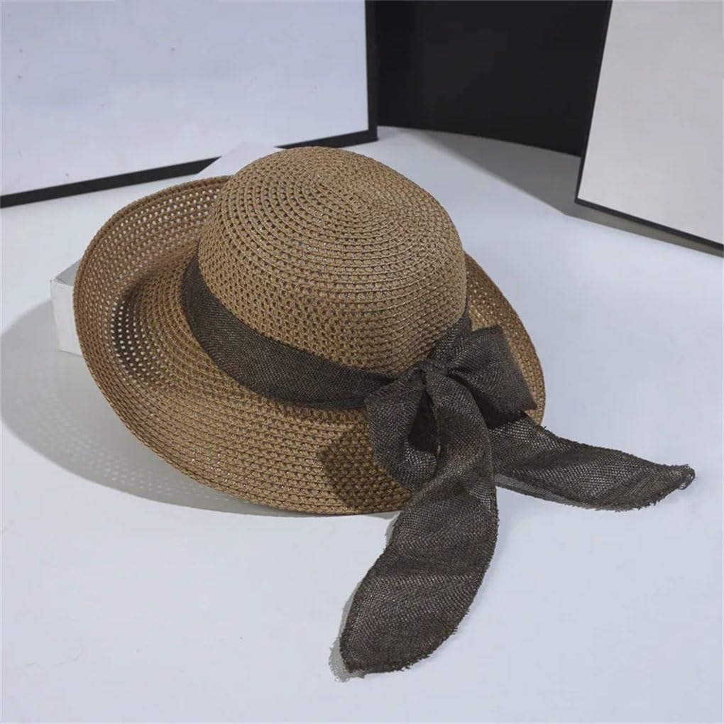 Cappello vintage con fiocco pieghevole Strawfedora per le donne cappello da viaggio all'aperto