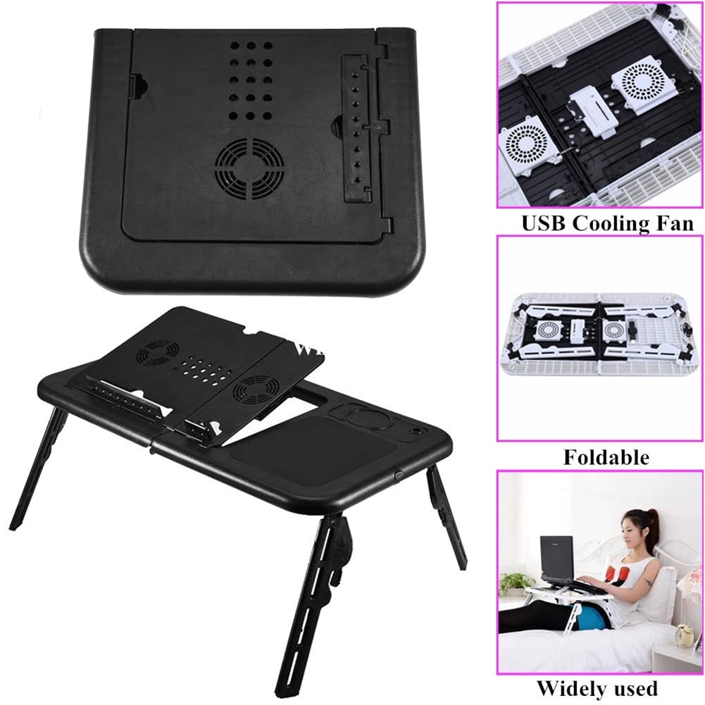 lyrlody Mesa Portátil para Ordenador Portátil con ángulo Ajustable, Mesa de Ordenador Portátil ABS para Cama o sofá, Escritorio Plegable para Alimentos o Bebidas
