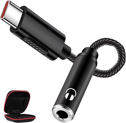 ACAGET Adaptador de auriculares USB C a 0.138 in, convertidor de conector de audio USB tipo C, chip DAC, cable trenzado, adaptador de auriculares disponible en Yaxa Peru