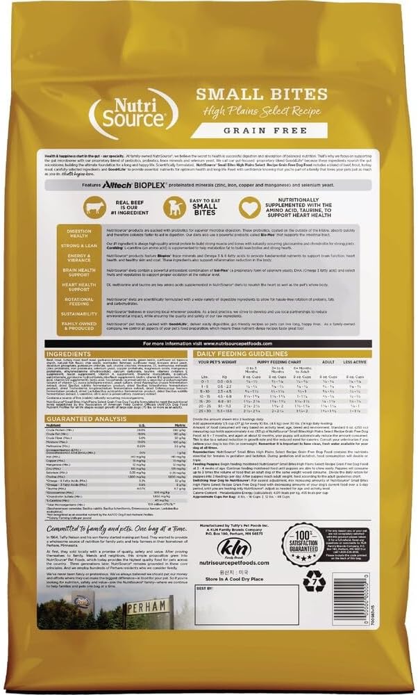 Nutrisource Small Bites High Plains Select Grain Free Dry Dog Food, 4 Pounds