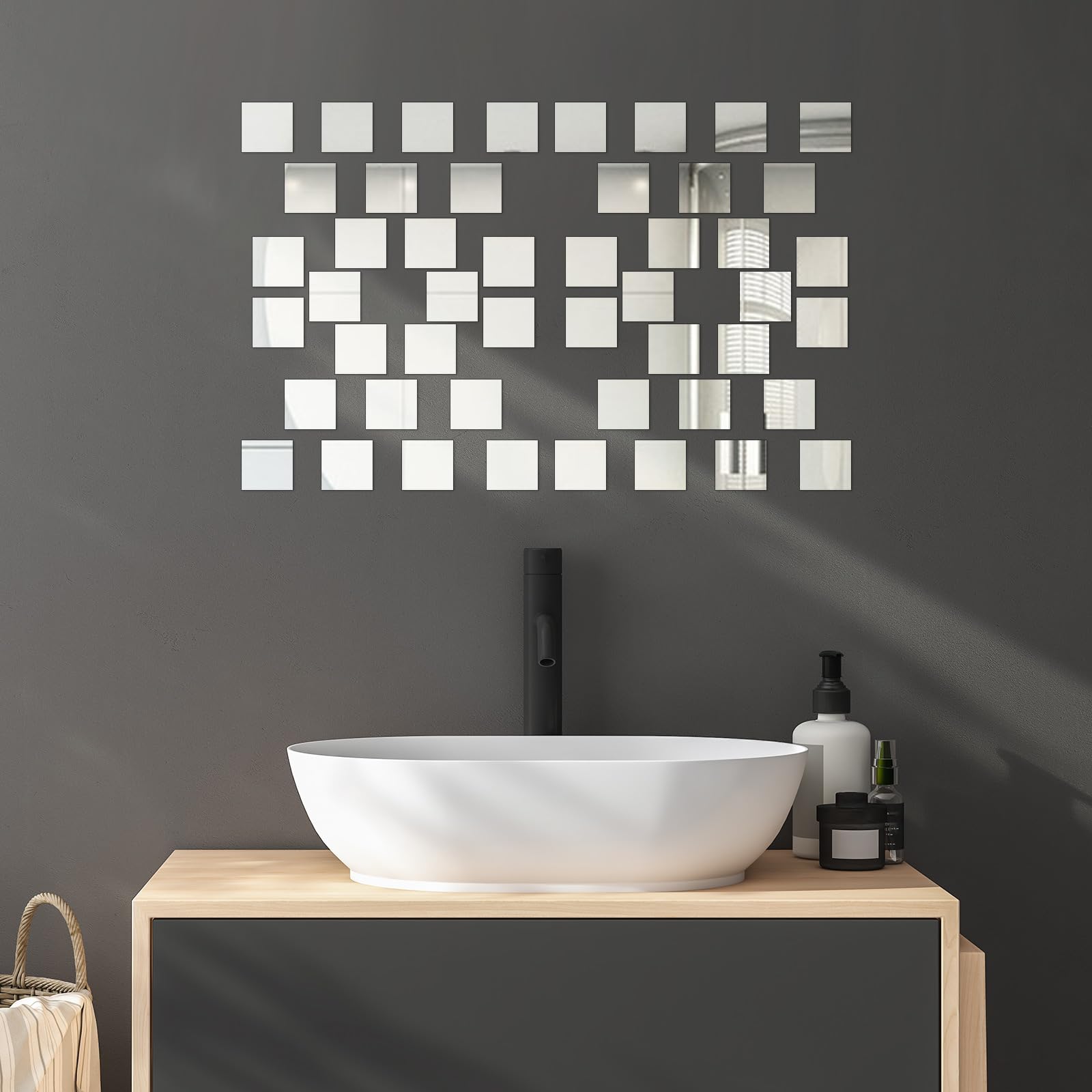 Lusofie 50 Pcs Square Mini Mirror Small Mirrors for Crafts Self Adhesive Mirror Tiles Acrylic Mirror Sheet for DIY Projects Crafts Mosaics Art Supplies and Home Decor(1 x 1 Inch)