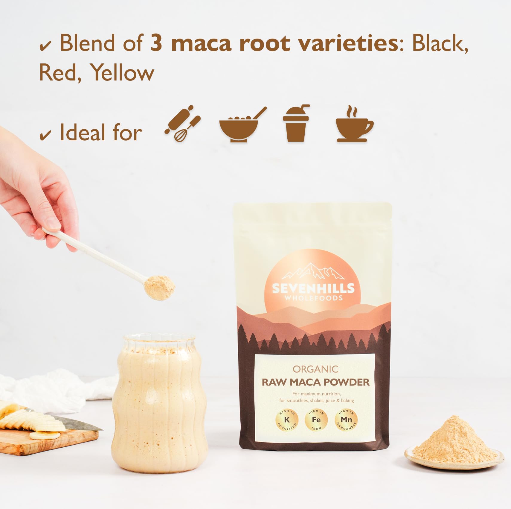 Sevenhills Wholefoods Organic Maca Root Powder 1kg, Peruvian, Pure and Clean, Supporting Energy and Endurance, Vegan, Gluten-Free, Non-GMO, Kosher