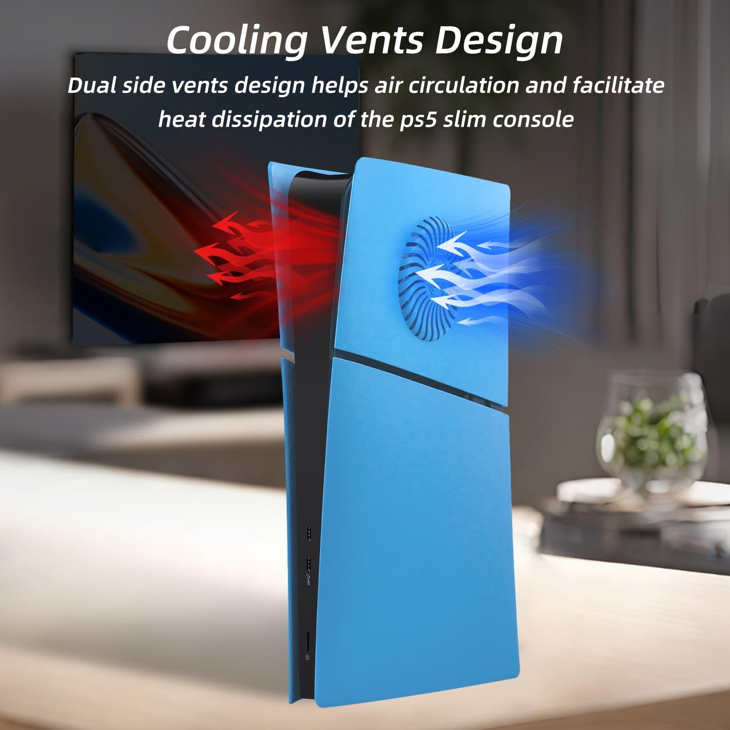 Mcbazel PS5 Slim Faceplate Remplacement ABS Housse de Protection de Façade Accessoires de Ventilation pour PlayStation 5 Slim Digital Edition - Bleu Clair(Non pour PS5/PS5 Pro)