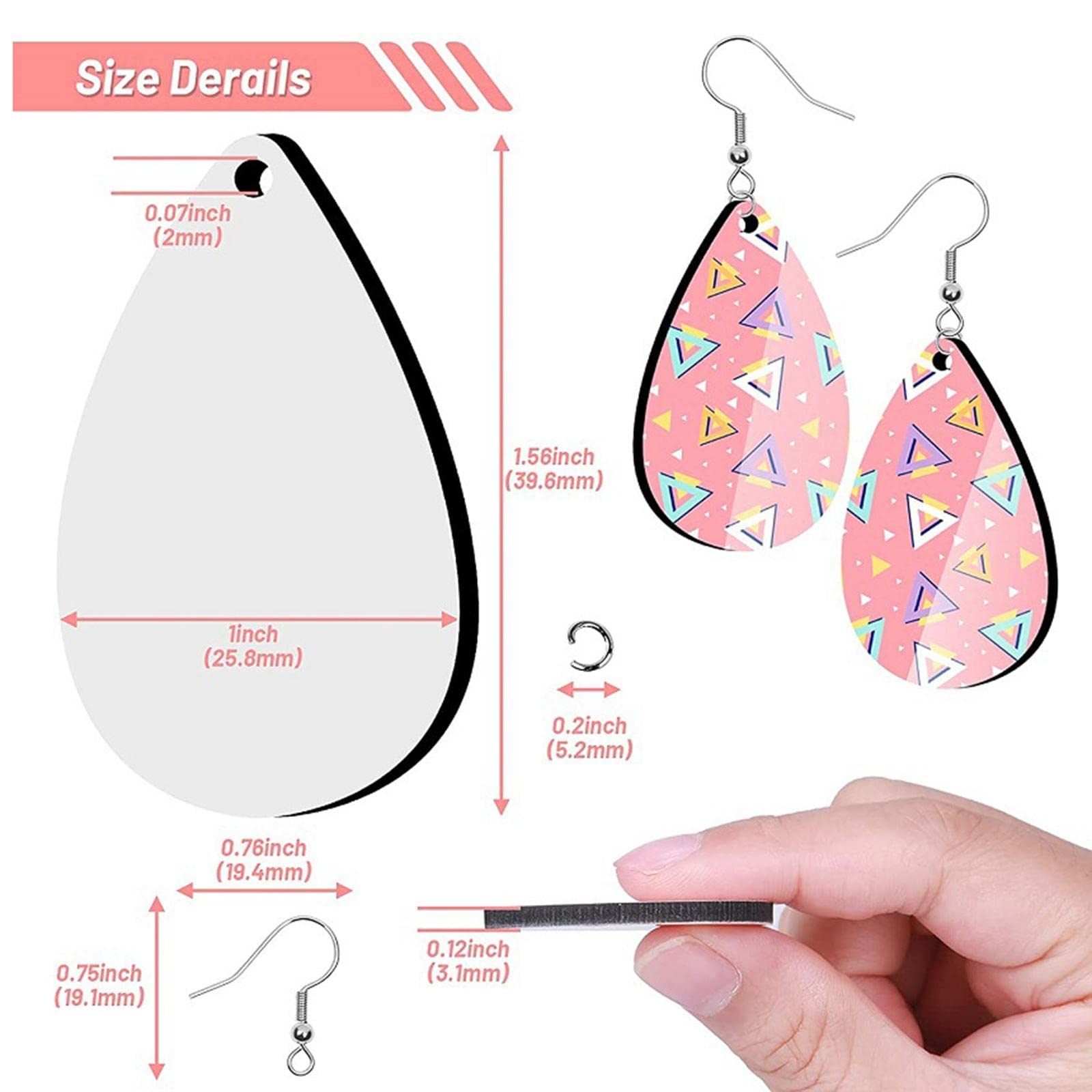 5 Set 50 Stück Sublimation Blank Ohrringe Unfertige Ohrring Anhänger DIY Handwerk