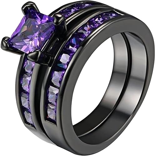 Clearance Rings,Women&Mens Fashion Handmade Luxury Inlaid Teak Titanium Rings Engagement Wedding Rings Jewelry Gift by ZYooh