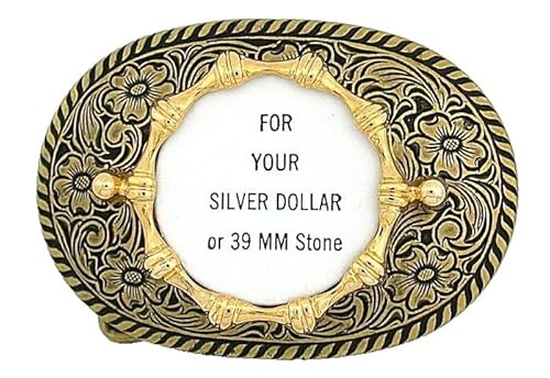 Silver Dollar 39mm Cab Antiqued Gold Color Belt Buckle Mounting CF1000/73125