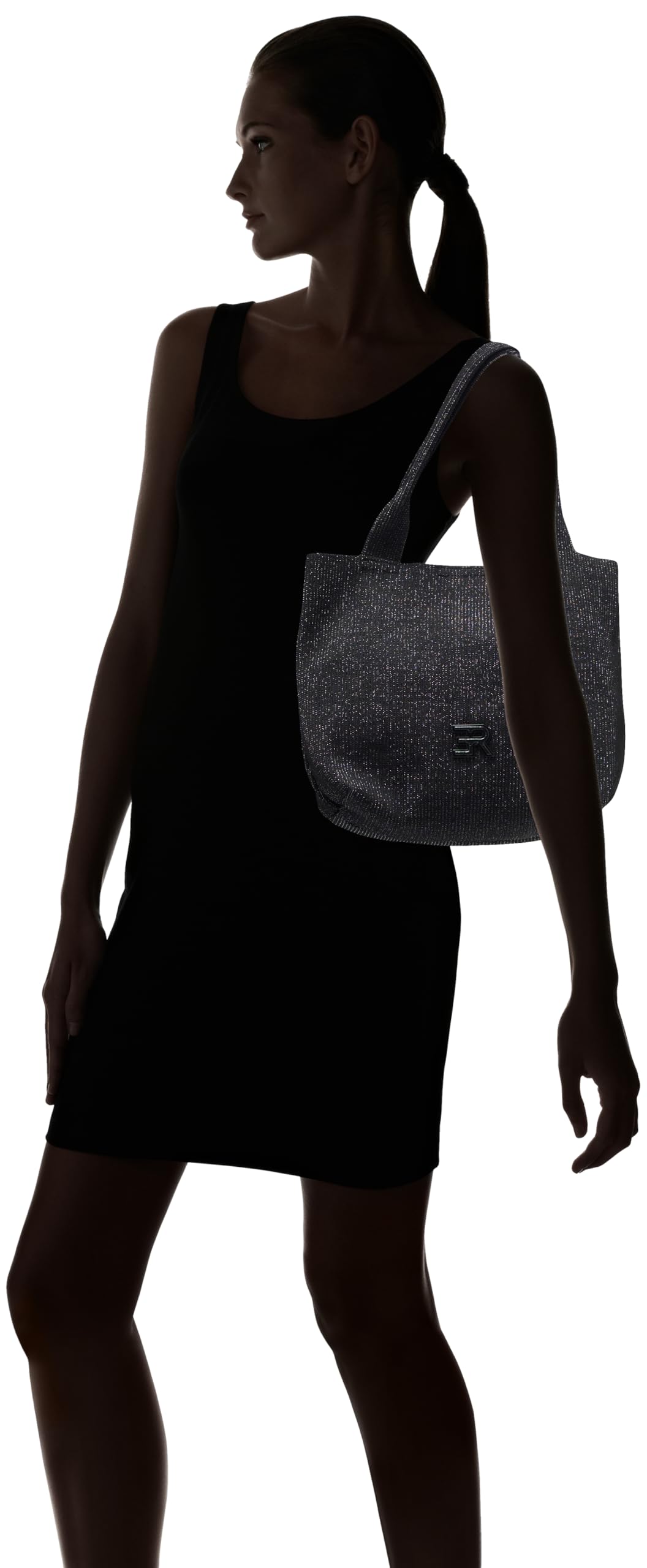 Ermanno Firenze Lurex, Borsa a Mano Unisex-Adulto, Nero