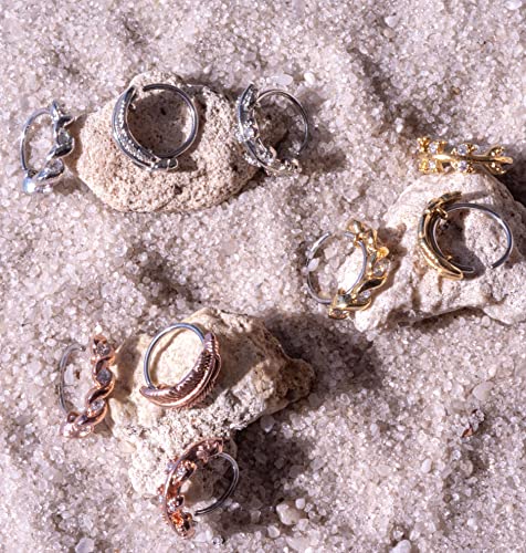 Mobody 3-Pack 20G Nose Ring Piercing Hoop Paved Cz Crawler Surgical Steel Cartilage Earring Set (8Mm) (Rose Gold-Tone) #TOP4