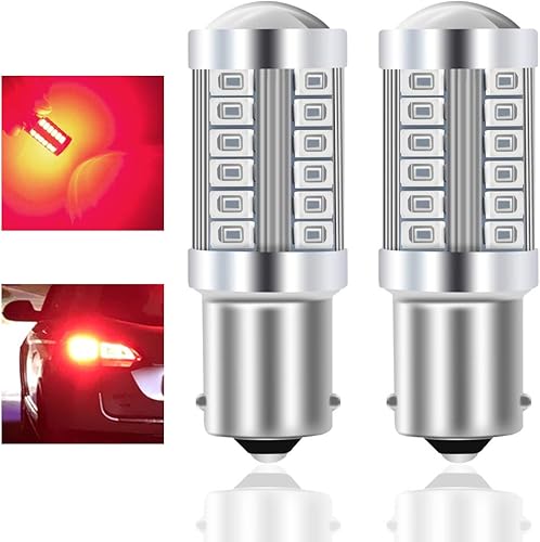 Teguangmei 2 bombillas LED de coche 1156 BA15S P21W 1141 7056 rojo 900LM Super brillante LED de marcha atrás freno trasero parada trasera niebla