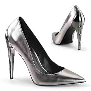 Amazon.com | Womens Pointed Toe Heels Pewter Pumps Lightning