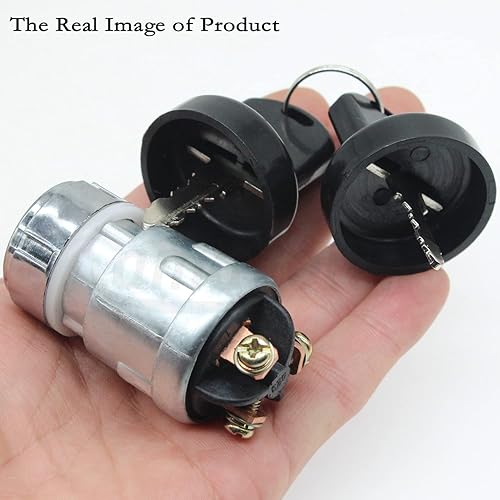 Miniatura 6 de Amavoler Interruptor de arranque universal de 3 cables con 2 llaves de repuesto para motocicleta, scooter, camión, tractor, carretilla elevadora,