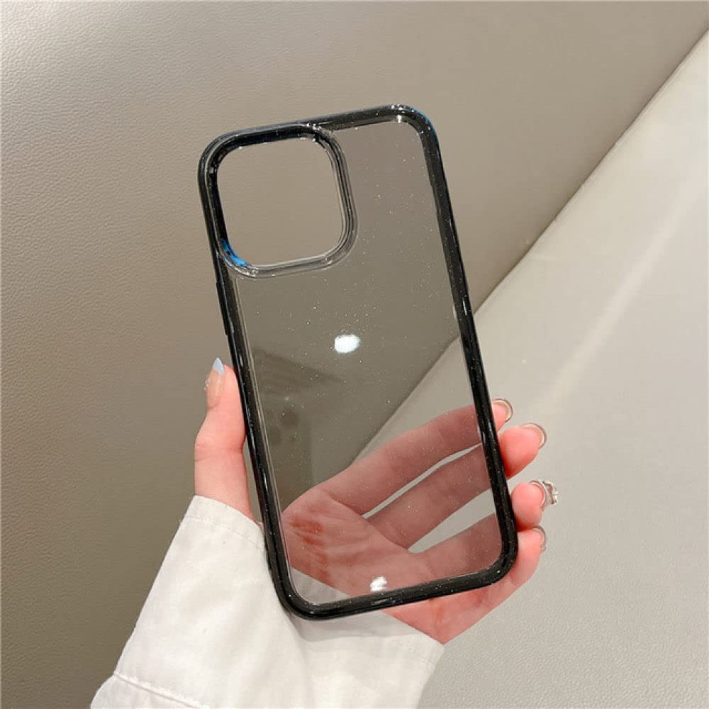 Coque iPhone 14 Pro Max paillettes transparente et rose fluo