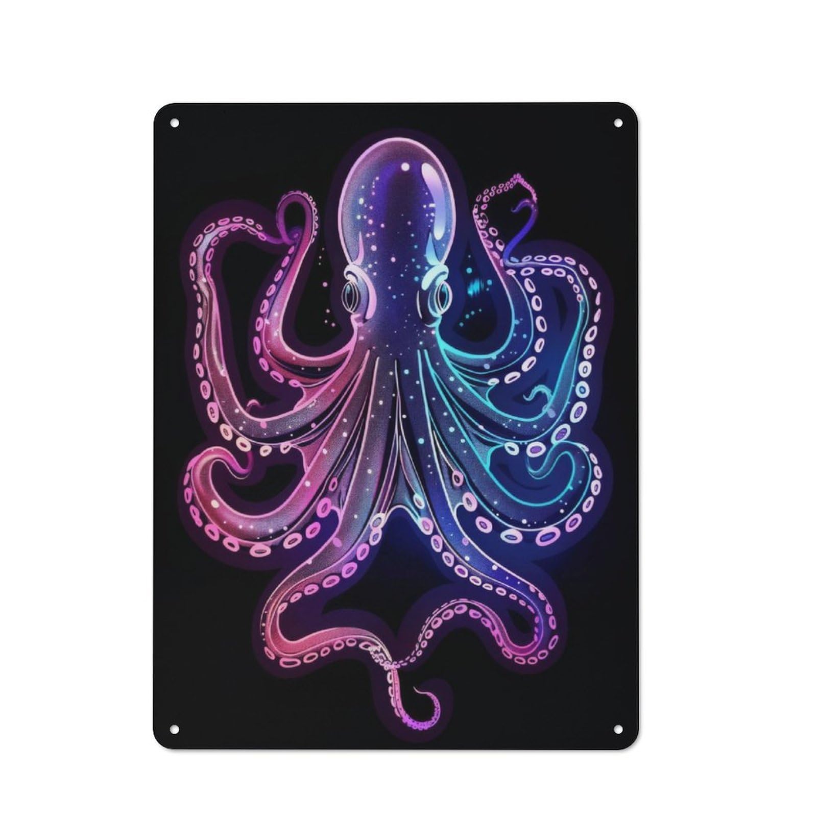 Junmoney Octopus Animal Neon Retro Metal Wall Sign 40X30cm For Guest Room Or Hallway, New-Space Wall Decor For Home Decor Collectors