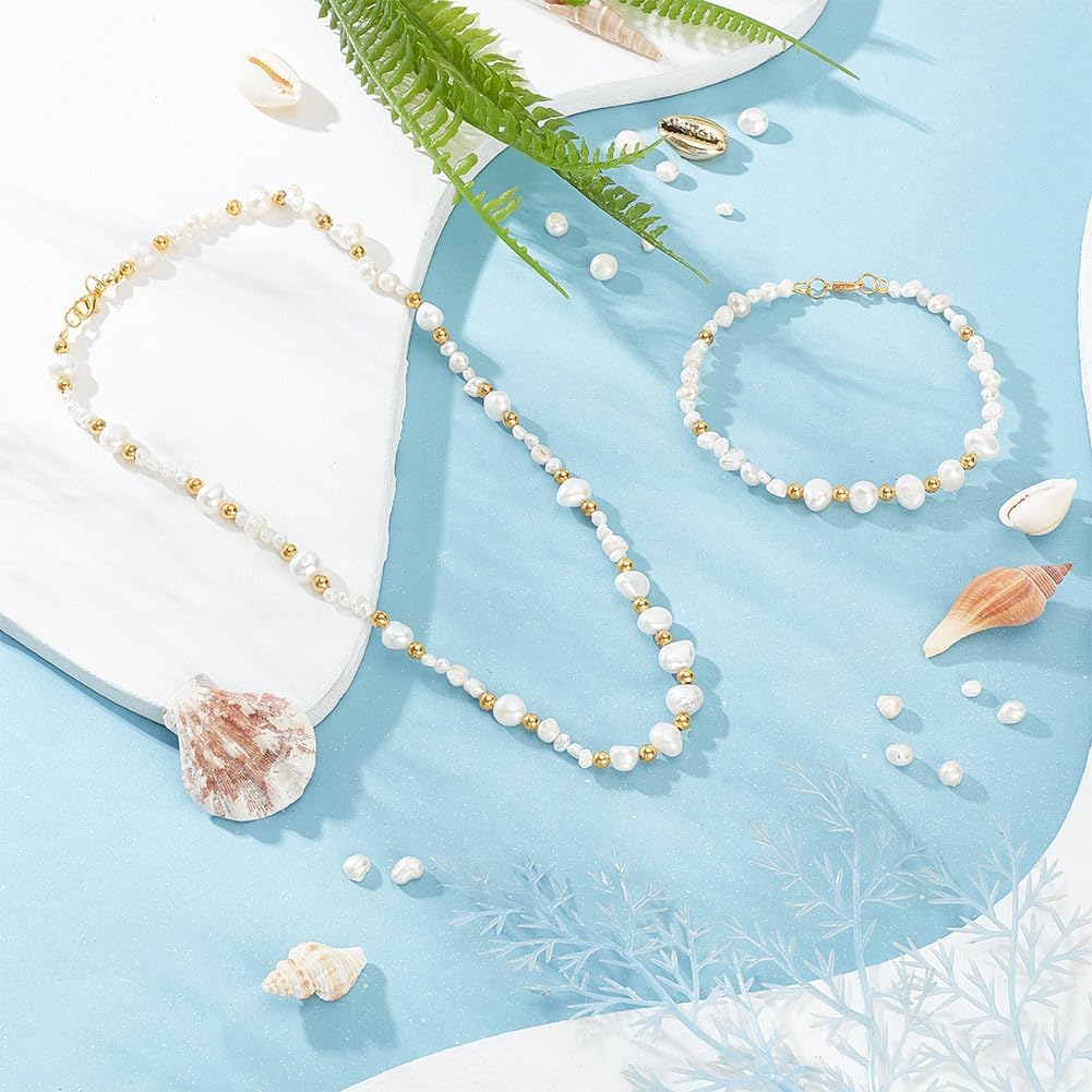 PH PandaHall 110pcs 3 Sizes Freshwater Pearl Beads Natural Cultured Irregular Pearl Genuine Real Gemstone Bead with Holes for Jewellery Making Bracelets Necklaces Crafts Vase Filler, 2.5~8mm
