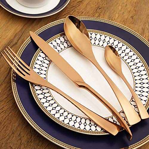 LEKOCH Kleurrijke 4-delige roestvrijstalen bestekset 18/10 (Rozengoud)