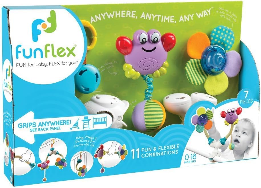FunFlex - Clamp Anywhere | Flexible & Interchangeable Baby Toy Play System (Multi Flex Set)