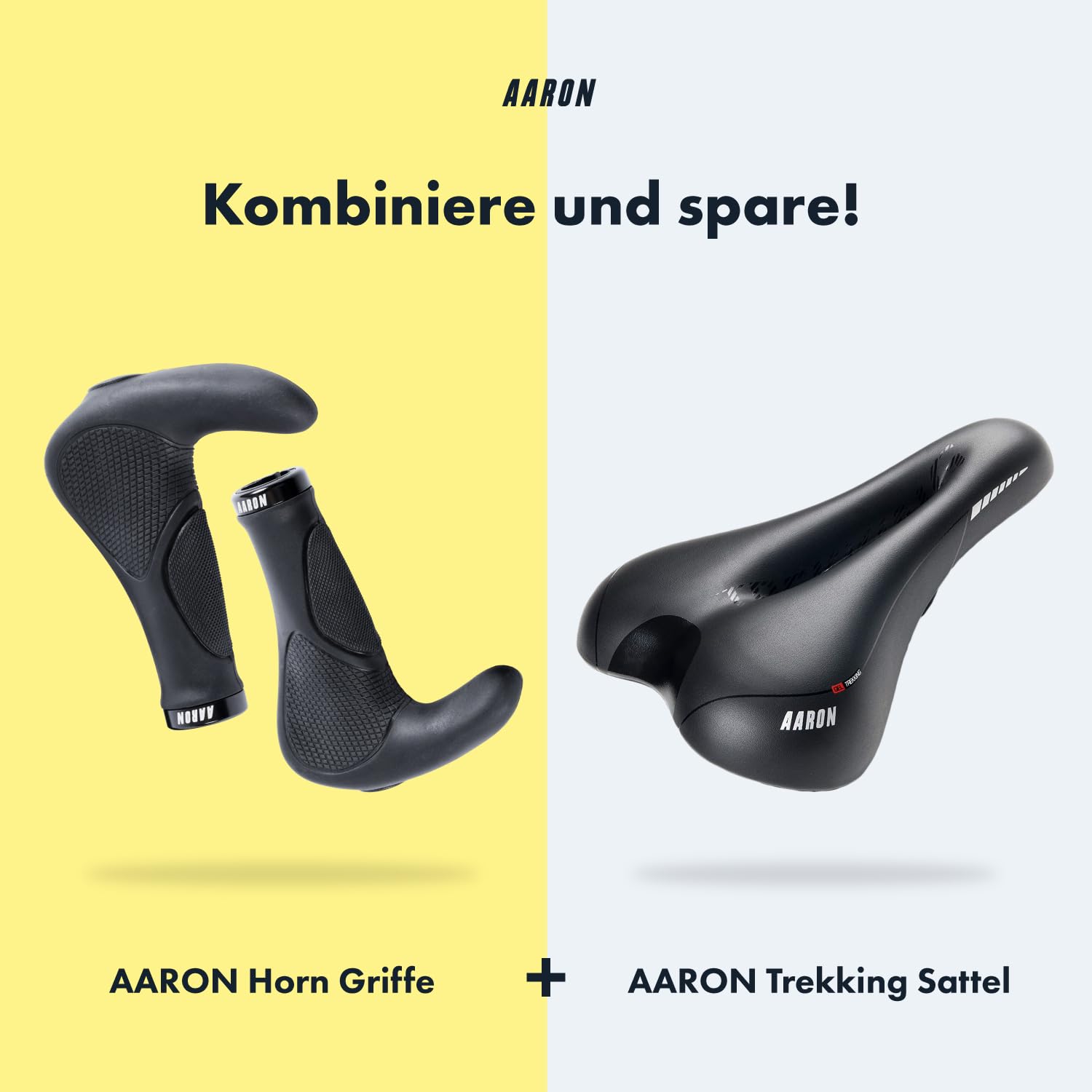AARON Horn Lenker Griffe mit Gel Dämpfung, ergonomische Lenkerhörner aus rutschfestem Gummi, Fahrradgriffe für E-Bike, Trekkingrad, Mountainbike, Tourenrad, schwarz