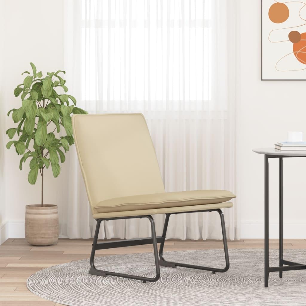 Fotel wypoczynkowy kremowy 52 x 75 x 76 cm, pokrowiec z tkaniny, metalowa rama, przytulny fotel relaksacyjny do sypialni, salonu, biura, wygodnego siedzenia dla dorosłych