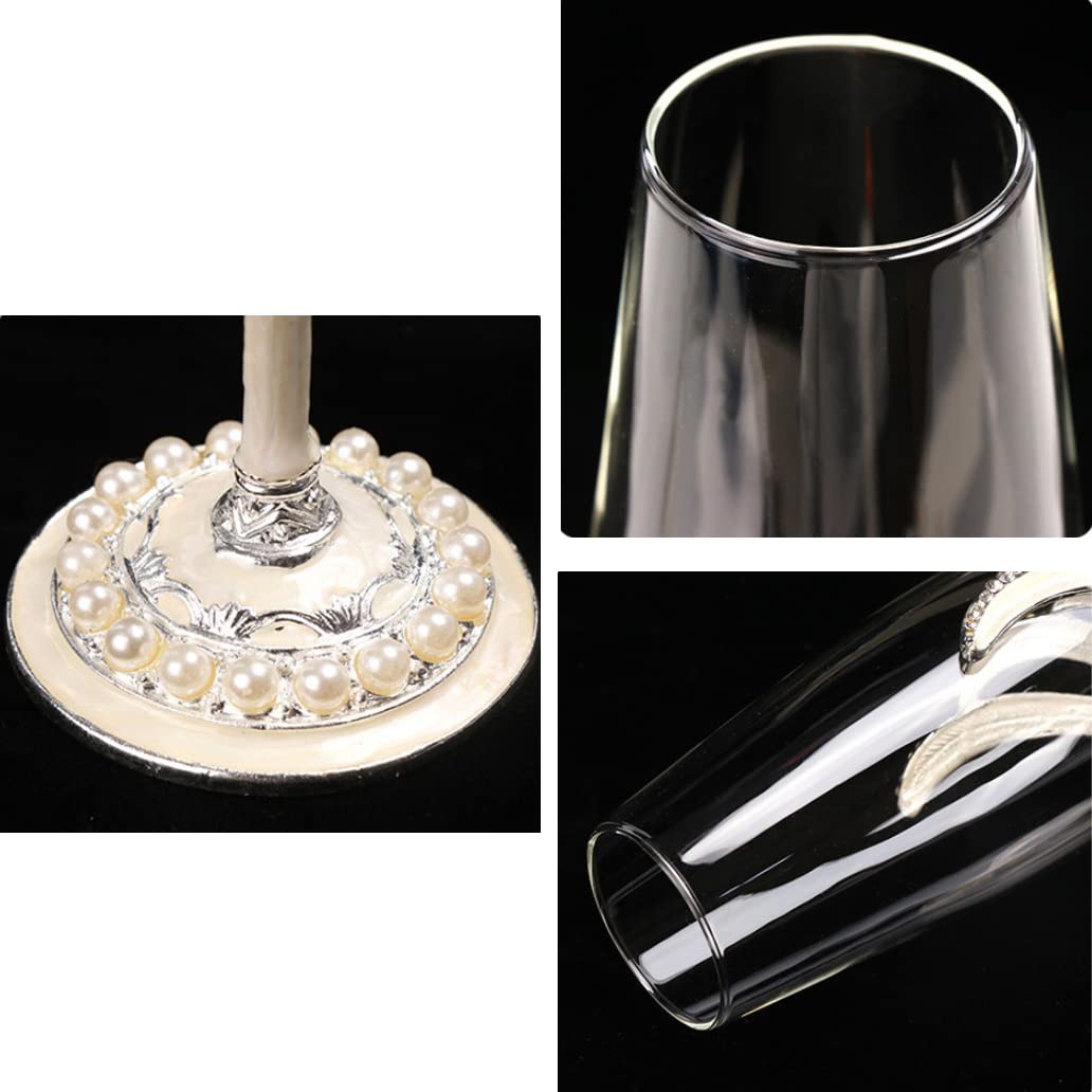 UANGLI 2 uds. Conjuntos de Copa de champán para Boda, Copa de Vino, Copa de Cristal, Copas de Vino de cóctel, Regalo esmaltado, Copa de Pareja de 200ml
