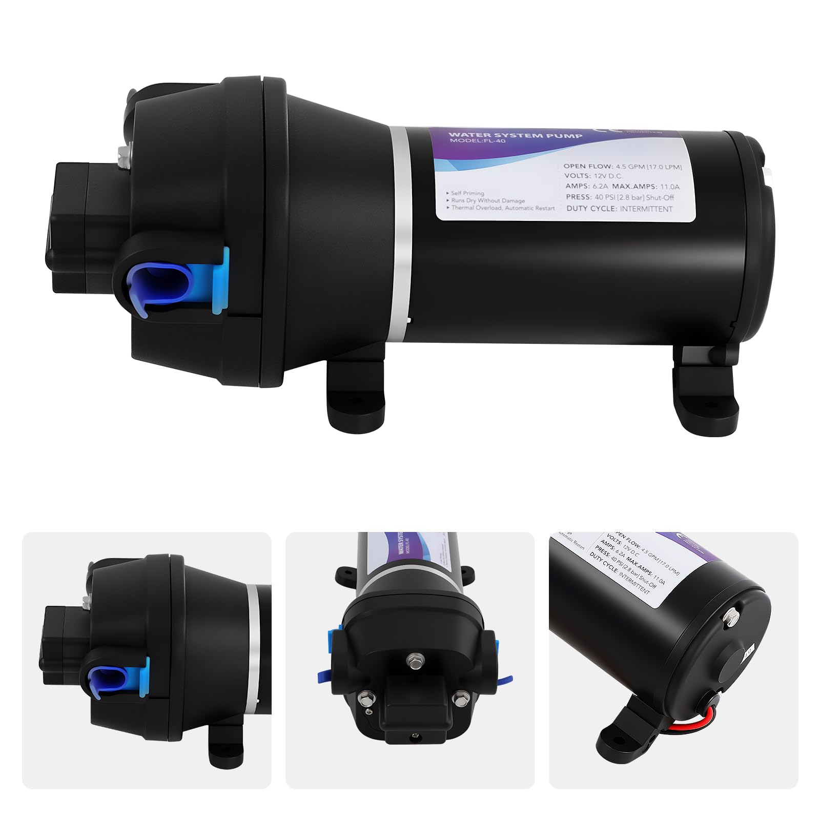 Bomba de presión de 12 V 17LPM, bomba de aumento de presión con filtro, bomba de agua con conexiones para sistemas de llenado automático, grifo Booster, lavavajillas Booster