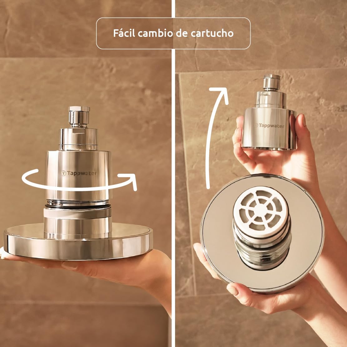 Tappwater ShowerPro Rain SMR Recambio – Cartucho para cabezal ducha con filtro ShowerPro Rain. Filtra +70 sustancias. Con tecnología KDF-55 y SMR, para piel hidratada y cabello suave y fuerte