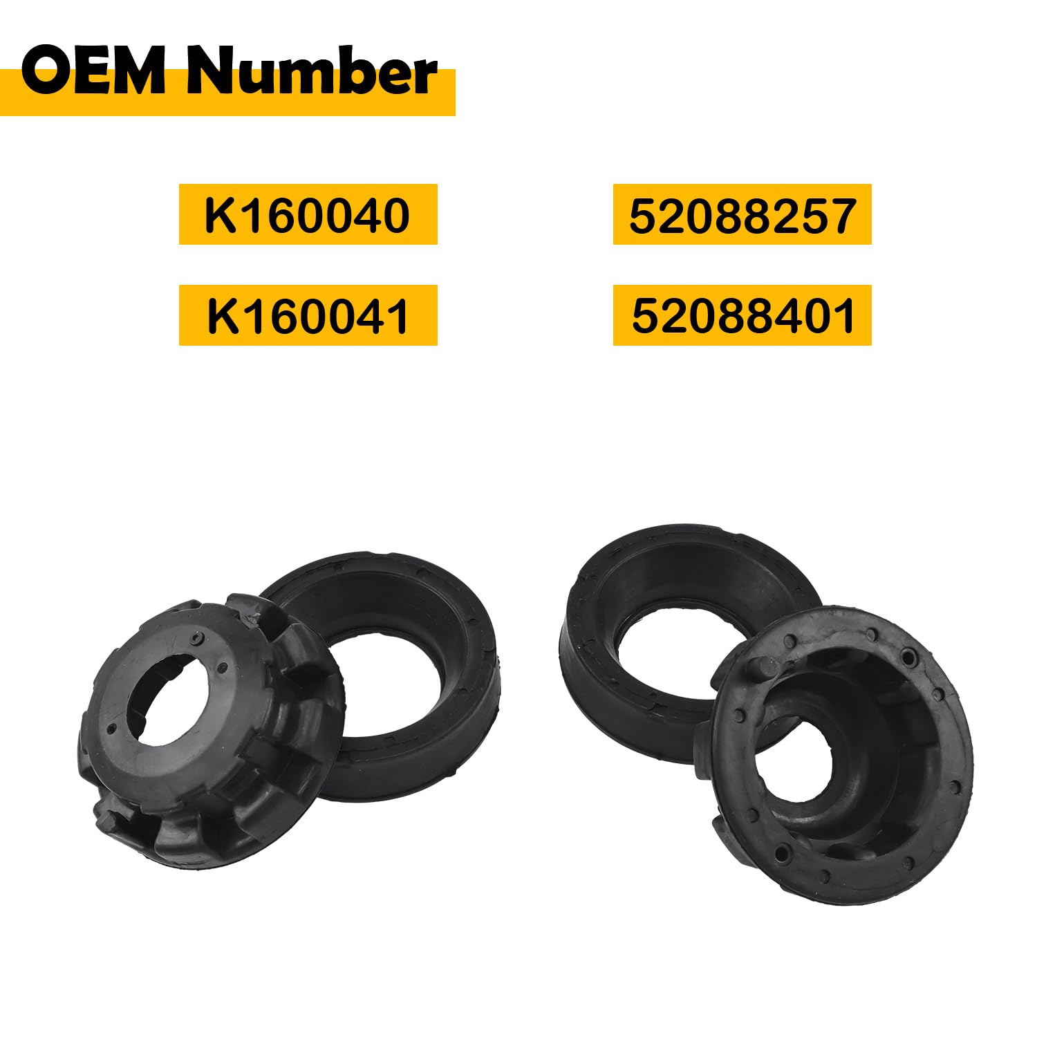 K160040 K160041 52088257 52088401 Kit d'isolateurs de ressort hélicoïdal supérieur et inférieur avant compatible avec Jeep Grand Cherokee WJ/WG 1999-2004