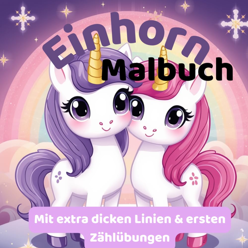 Einhorn Malbuch: Mit extra dicken Linien und ersten Zählübungen-einseitig bedruckt, für großen Malspaß!