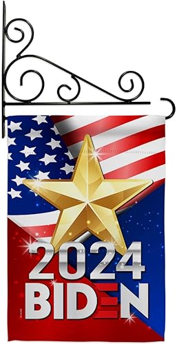 Biden Harris bandera de jardín con bandera de voto, soporte de pared para el presidente patriótico demócrata republicano de la fiesta de té de