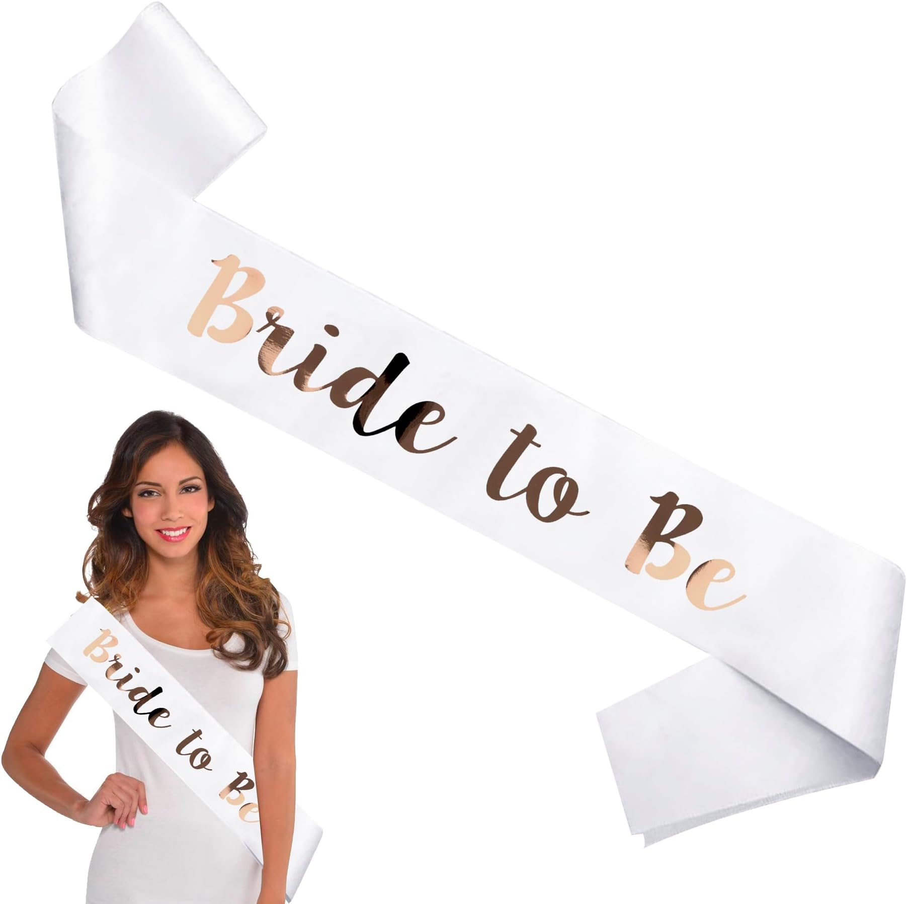 Navoys White Bride to Be Sash - 75 x 9cm 100% Polyester, Hen Night Bachelorette Parties Accessory, Wedding Decorations, Photo Booth Prop (White Bridal Sash)